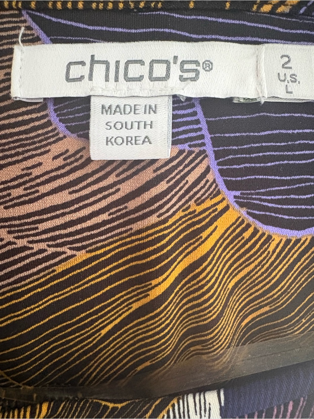 Chico's Black Long Sleeve Floral Maxi Dress with Purple & Gold Accents - Picture 9 of 10